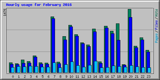 Hourly usage for February 2016